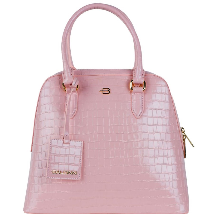 Women Baldinini Trend Women'S Handbags | Baldinini Trend Pink Python-Print Calfskin Handbag