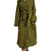 Women Dolce & Gabbana Women'S Jackets & Coats | Dolce & Gabbana Elegant Houndstooth Virgin Wool Long Coat