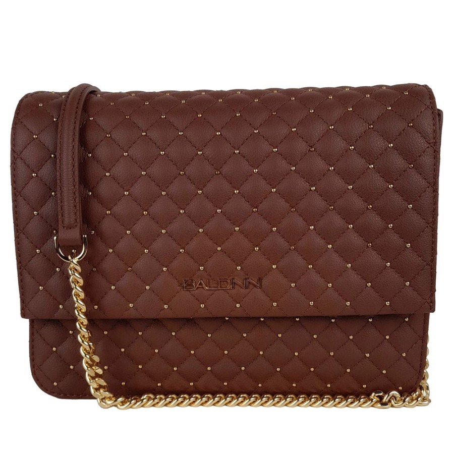 Women Baldinini Trend Women'S Crossbody Bags | Baldinini Trend Quilted Calfskin Shoulder Bag With Studs