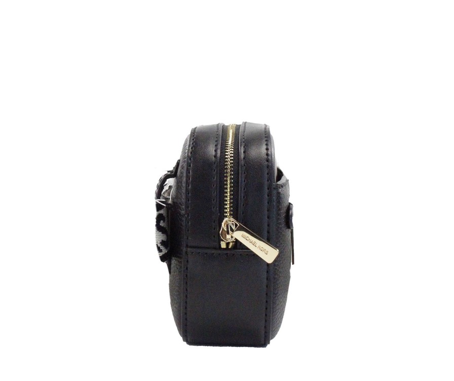 Women Michael Kors Women Belt Bags | Michael Kors Jet Set Small Black Pebbled Leather East West Zip Belt Ba