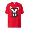 Men Burberry Men'S T-Shirts | Burberry Classic Red Cotton Tee With Contrasting Print