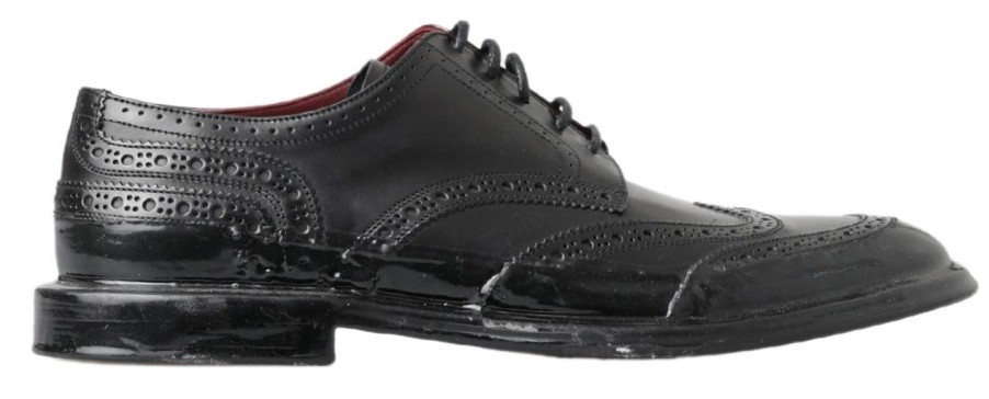 Men Dolce & Gabbana Men'S Formal | Dolce & Gabbana Black Leather Oxford Wingtip Formal Derby Shoes