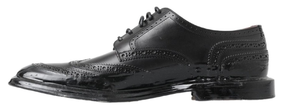 Men Dolce & Gabbana Men'S Formal | Dolce & Gabbana Black Leather Oxford Wingtip Formal Derby Shoes