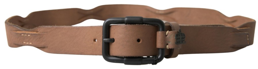 Men Ermanno Scervino Men'S Belts | Ermanno Scervino Brown Leather Metal Buckle Waist Men Belt