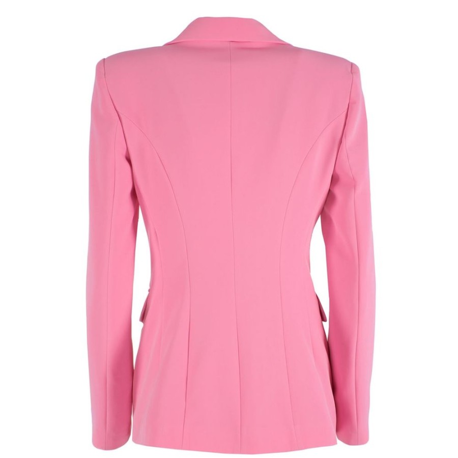 Women Yes Zee Women'S Suits & Blazers | Yes Zee Pink Nylon Classic Jacket With Button Closure