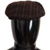 Men Dolce & Gabbana Men'S Hats & Caps | Dolce & Gabbana Brown Stripes Newsboy Men Capello Wool Hat