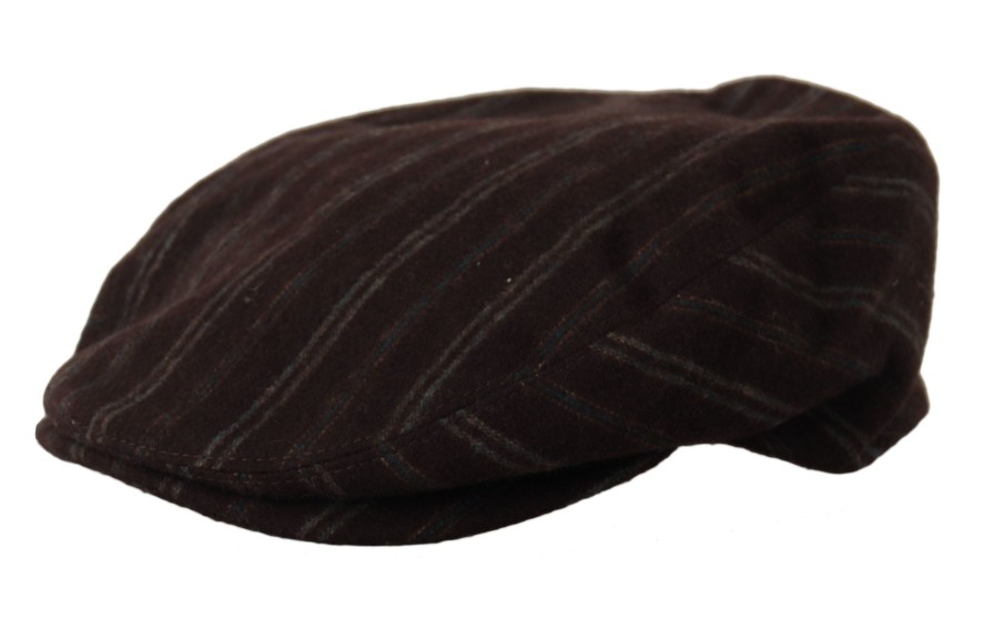 Men Dolce & Gabbana Men'S Hats & Caps | Dolce & Gabbana Brown Stripes Newsboy Men Capello Wool Hat