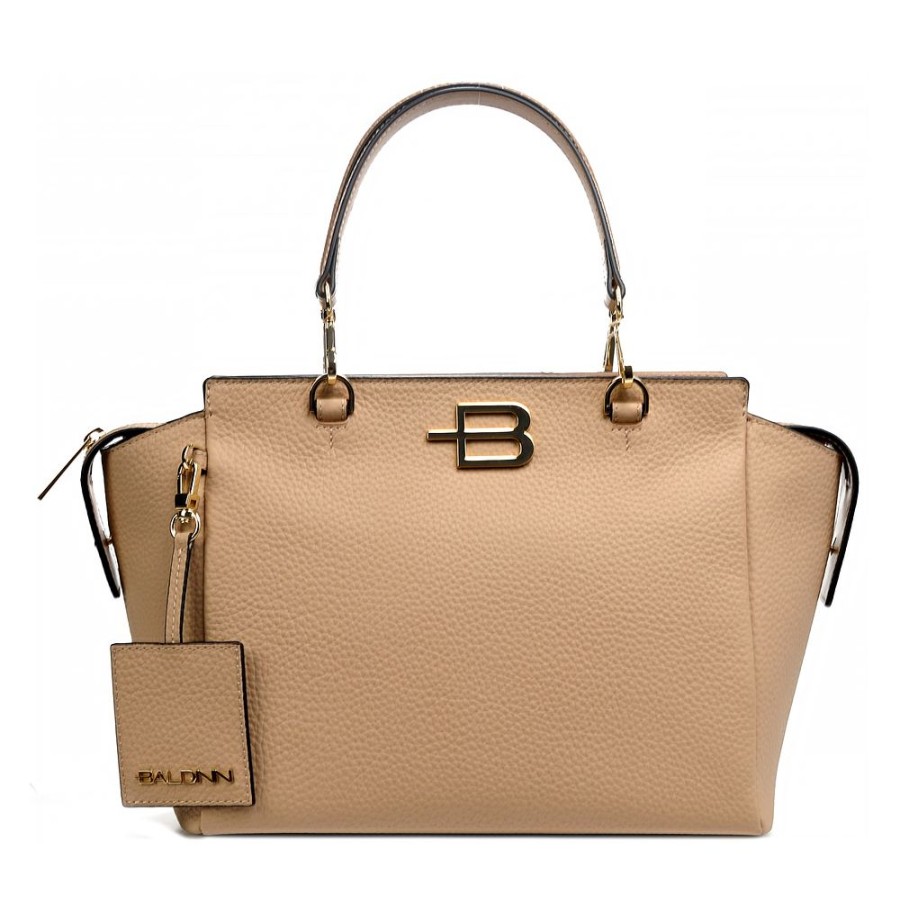 Women Baldinini Trend Women'S Handbags | Baldinini Trend Elegant Nude Textured Calfskin Handbag