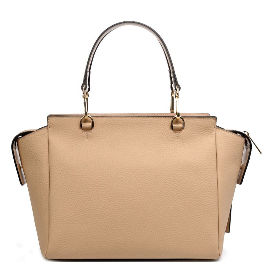 Women Baldinini Trend Women'S Handbags | Baldinini Trend Elegant Nude Textured Calfskin Handbag