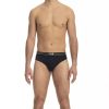 Men Cavalli Class Men'S Underwear | Cavalli Class Chic Blue Cotton Blend Logo-Band Men'S Trunks Trio