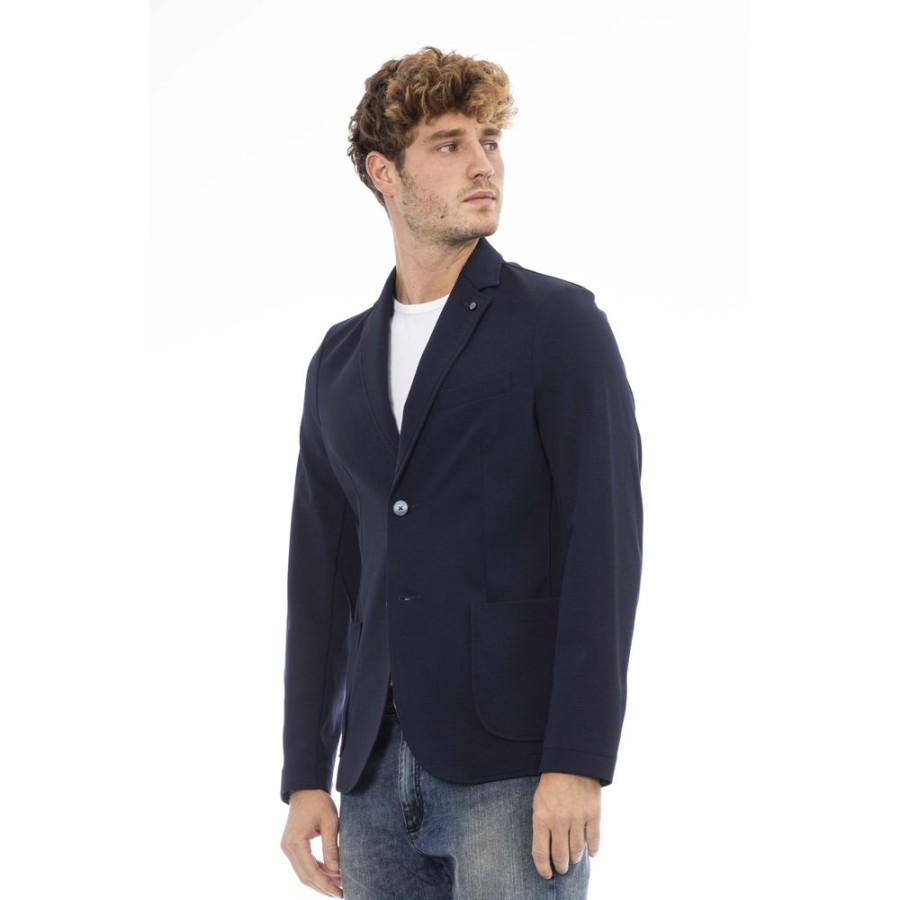 Men Distretto12 Men'S Blazers | Distretto12 Distretto12 Classic Blue Fabric Jacket