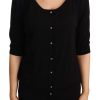 Women Dolce & Gabbana Women'S Cardigans | Dolce & Gabbana Black Cardigan Soft Wool Crystals Sweater