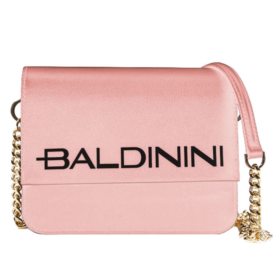 Women Baldinini Trend Women'S Handbags | Baldinini Trend Chic Pink Calfskin Chain-Strap Handbag