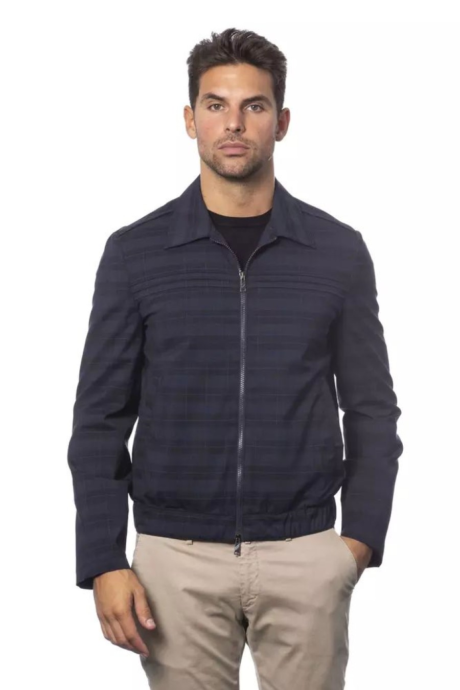 Men Verri Men'S Jackets | Verri Blue Wool Light Jacket