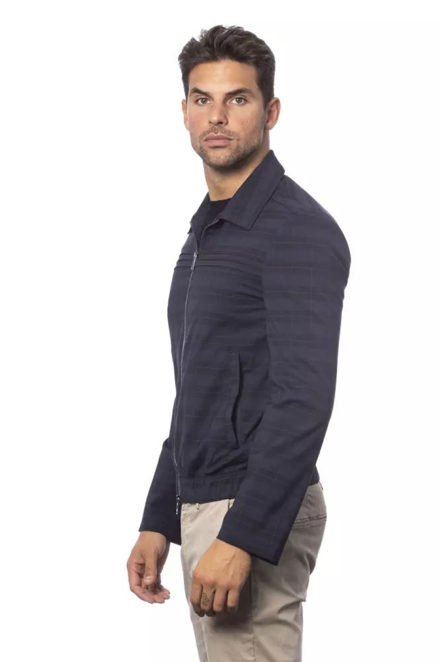 Men Verri Men'S Jackets | Verri Blue Wool Light Jacket