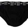 Men Dolce & Gabbana Men'S Underwear | Dolce & Gabbana Black Cotton Stretch Midi Brief Underwear