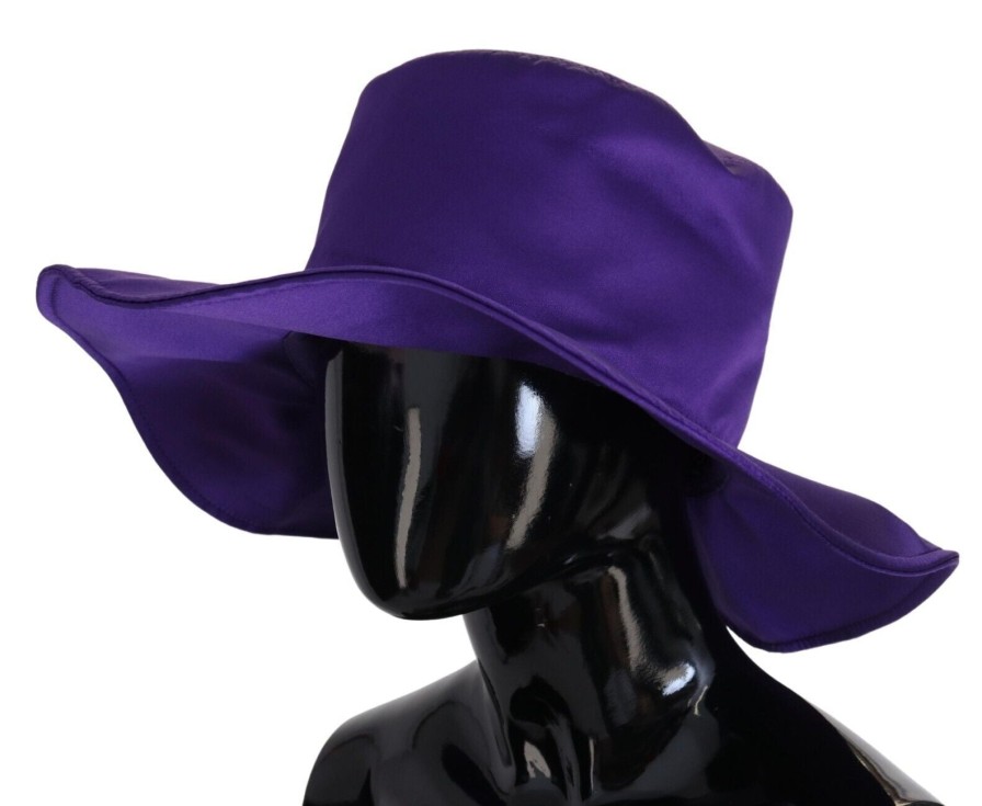 Women Dolce & Gabbana Women'S Hats | Dolce & Gabbana Purple Silk Stretch Top Hat