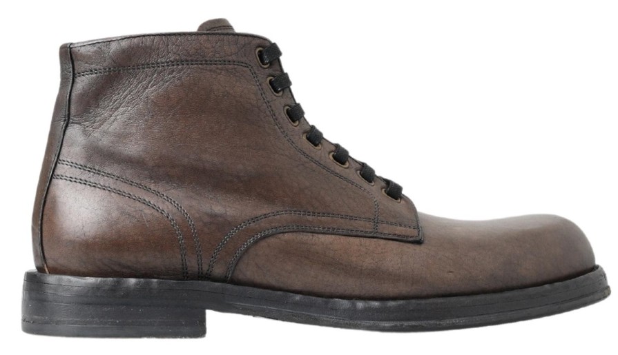 Men Dolce & Gabbana Men'S Boots | Dolce & Gabbana Brown Horse Leather Perugino Shoes