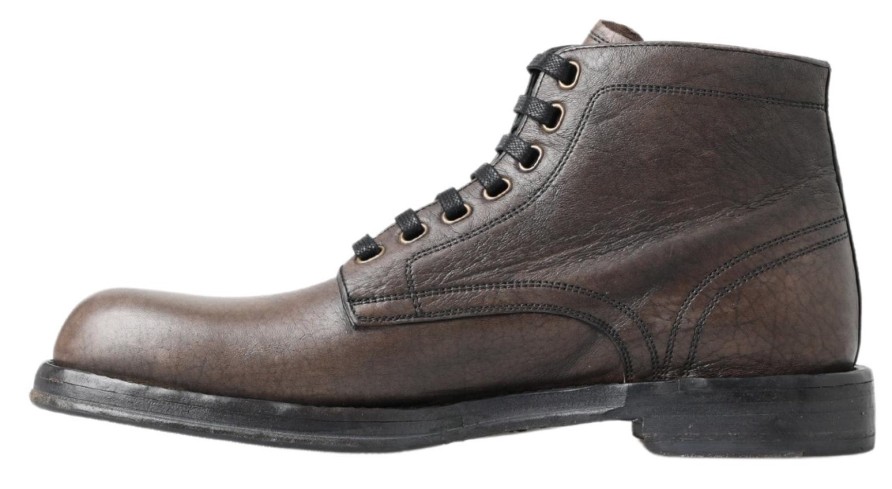 Men Dolce & Gabbana Men'S Boots | Dolce & Gabbana Brown Horse Leather Perugino Shoes