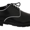 Men Dolce & Gabbana Men'S Formal | Dolce & Gabbana Black Leather White Line Dress Derby Shoes