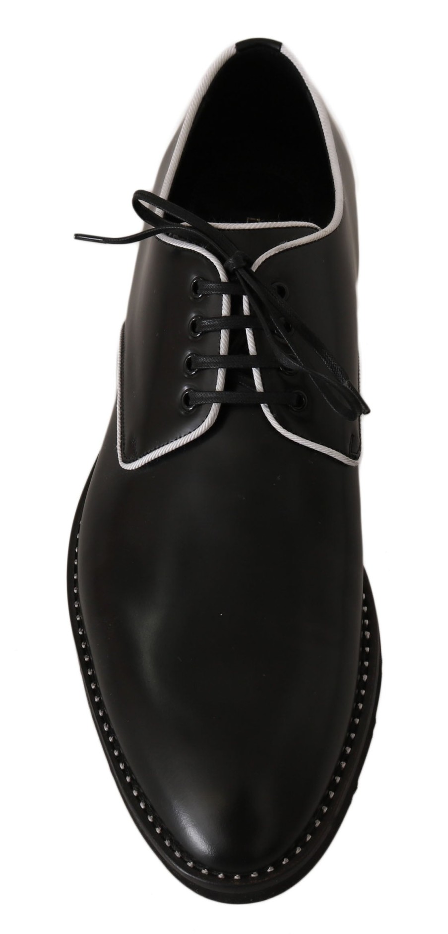 Men Dolce & Gabbana Men'S Formal | Dolce & Gabbana Black Leather White Line Dress Derby Shoes