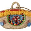 Women Dolce & Gabbana Women'S Handbags | Dolce & Gabbana Multicolor Pompom Balls Crystals Hand Straw