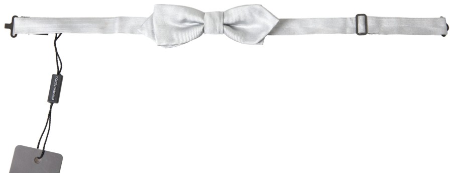 Men Dolce & Gabbana Men'S Ties & Bowties | Dolce & Gabbana Gray Silk Adjustable Men Neck Papillon Bow Tie