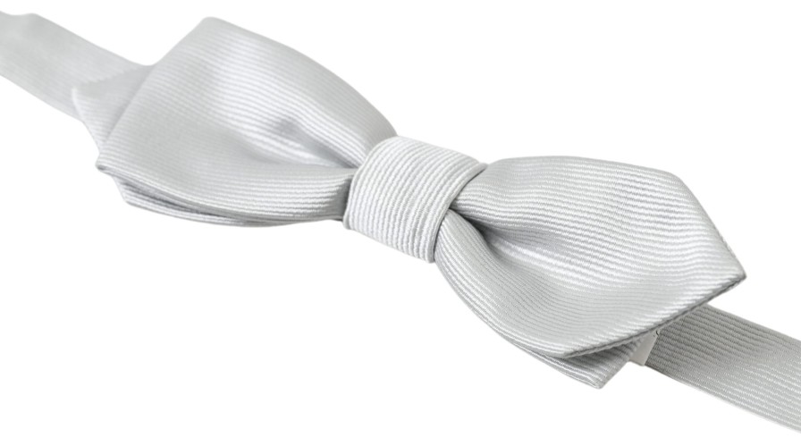 Men Dolce & Gabbana Men'S Ties & Bowties | Dolce & Gabbana Gray Silk Adjustable Men Neck Papillon Bow Tie