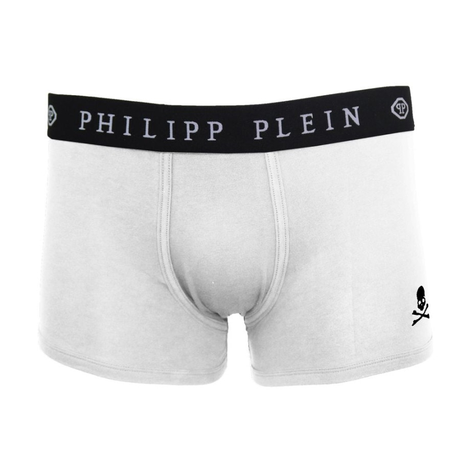 Men Philipp Plein Men'S Underwear | Philipp Plein Pristine White Logo Band Boxers - Twin Pack