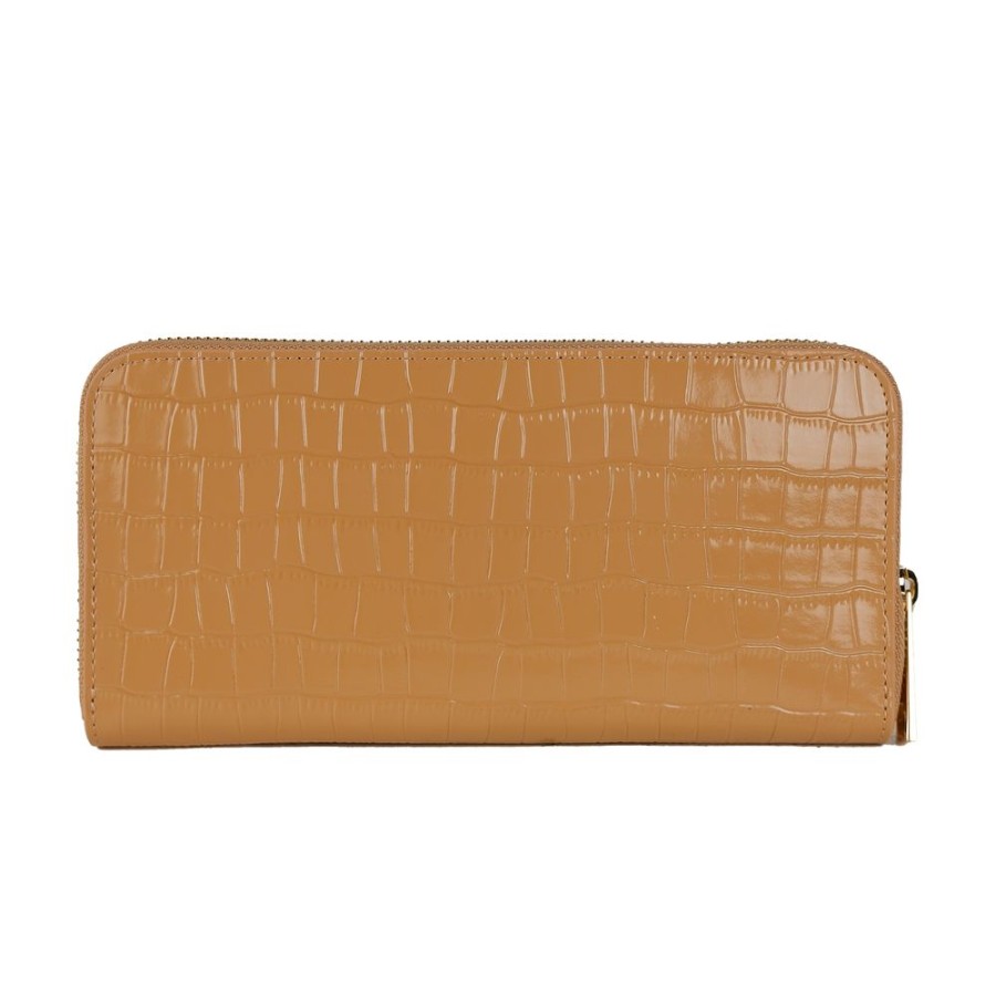 Women Baldinini Trend Women'S Wallets | Baldinini Trend Elegant Croco Print Leather Wallet In Beige