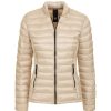 Women Fred Mello Women'S Jackets & Coats | Fred Mello Chic Beige Nylon Short Down Jacket With Hidden Hood