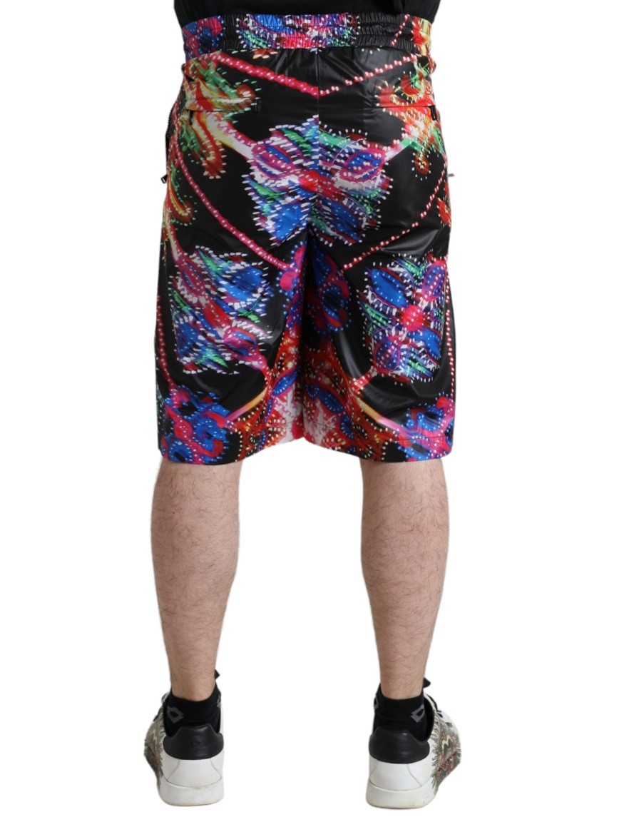 Men Dolce & Gabbana Men'S Shorts | Dolce & Gabbana Multicolor Luminarie Print Men Bermuda Shorts