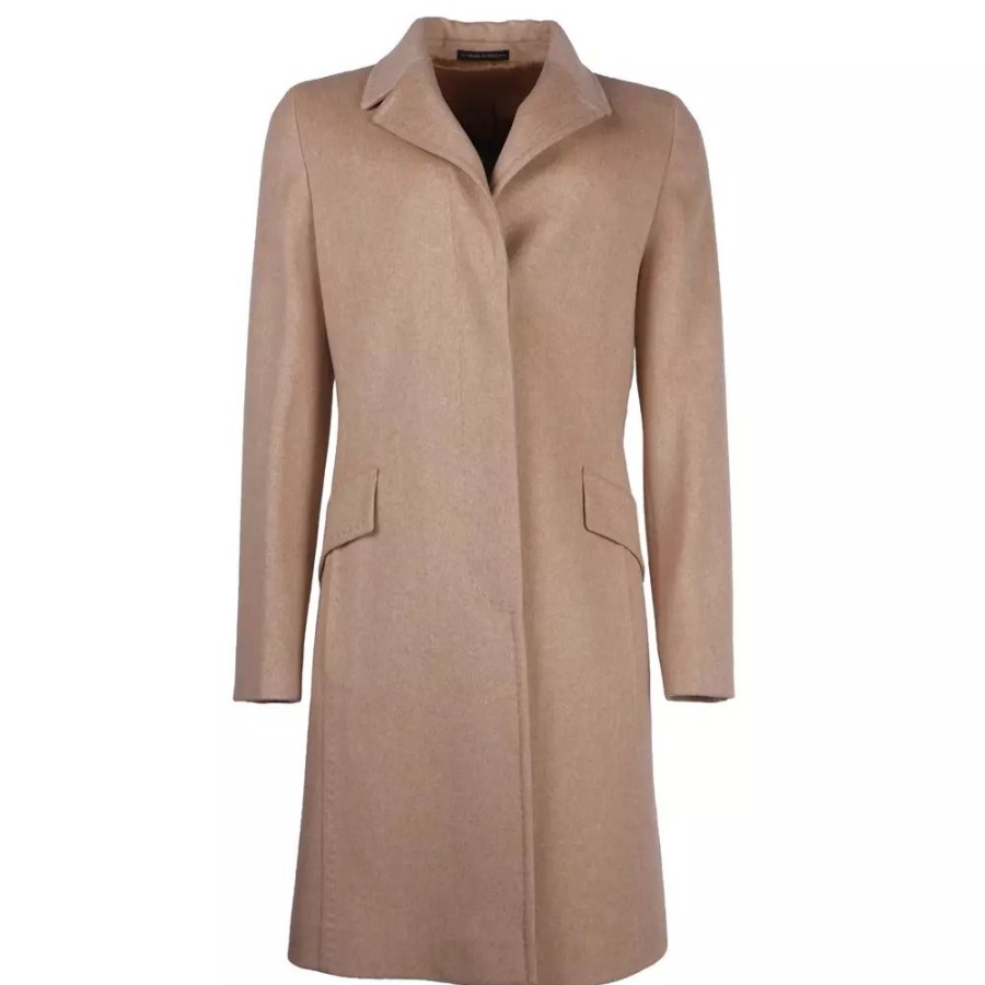 Women Made in Italy Women'S Jackets & Coats | Made In Italy Elegant Beige Virgin Wool Women'S Coat