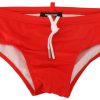 Men Dsquared² Men'S Swimwear | Dsquared Red Black Icon Print Mens Swim Brief Swimwear