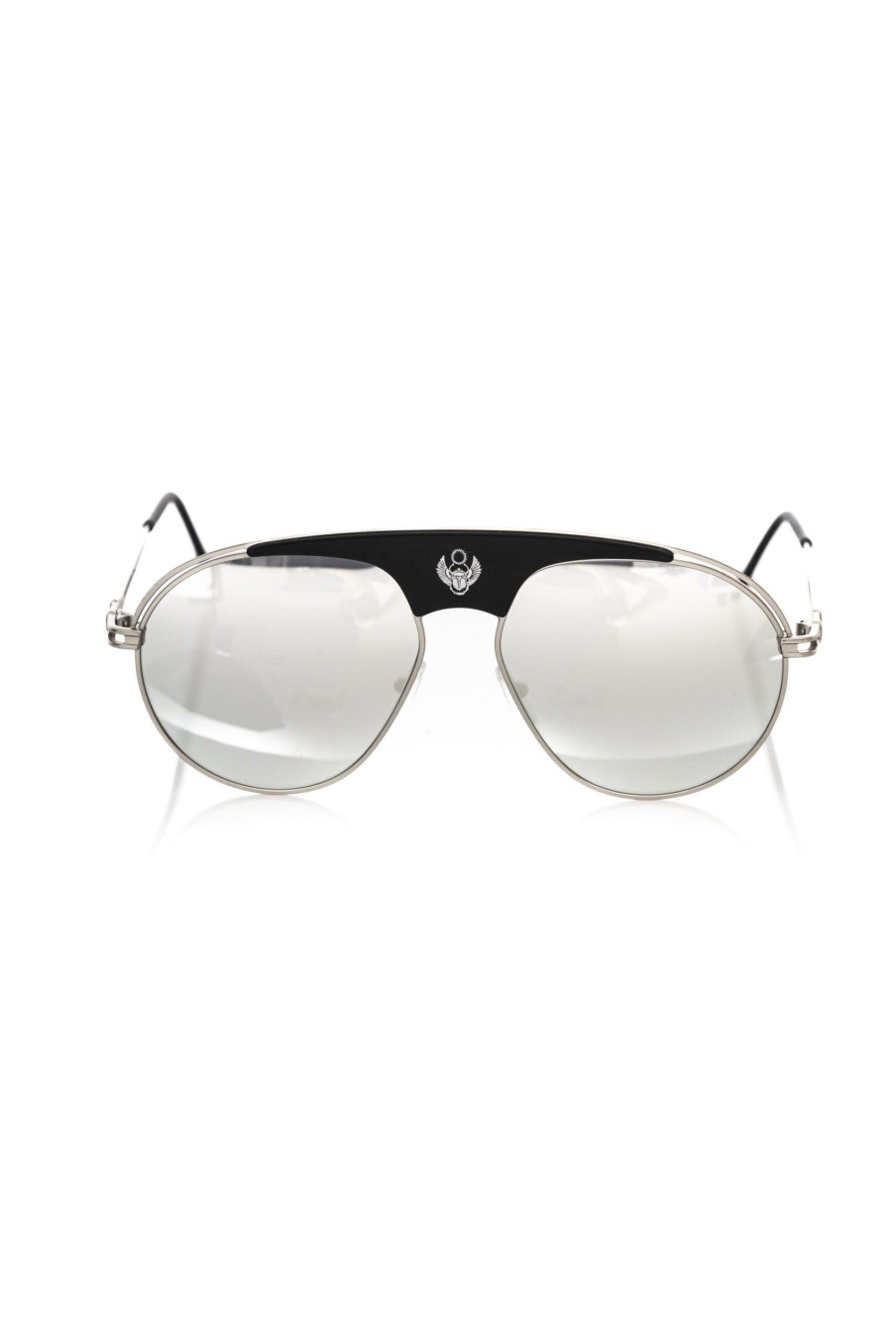 Men Frankie Morello | Frankie Morello Metal Profile Shield Sunglasses With Smoke Gray Lens