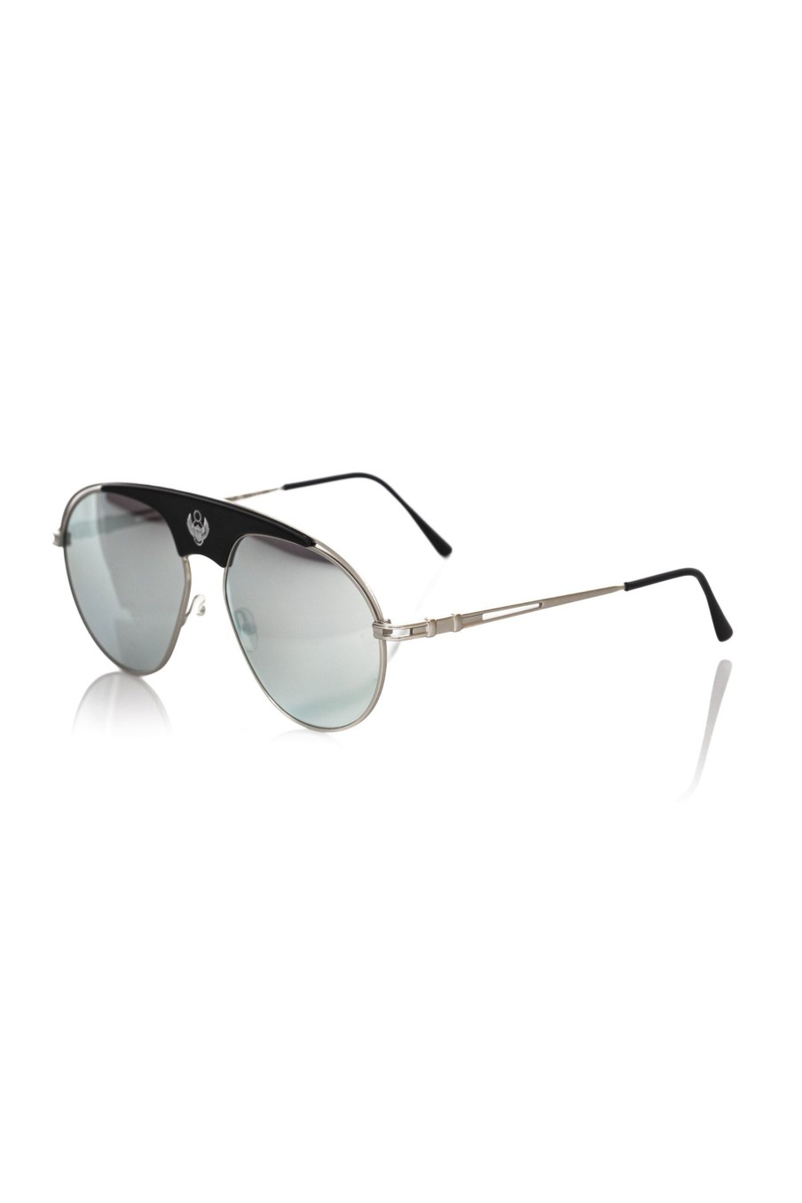 Men Frankie Morello | Frankie Morello Metal Profile Shield Sunglasses With Smoke Gray Lens