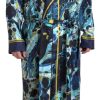 Men Dolce & Gabbana Men'S Sleepwear | Dolce & Gabbana Marble Blue Silk Waist Belt Robe Sleepwear