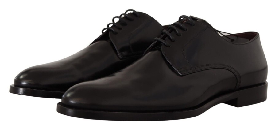 Men Dolce & Gabbana Men'S Formal | Dolce & Gabbana Black Leather Lace Up Formal Derby Shoes