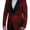 Men Dolce & Gabbana Men'S Suits | Dolce & Gabbana Red Sicilia Leopard Formal 3 Piece Set Suit