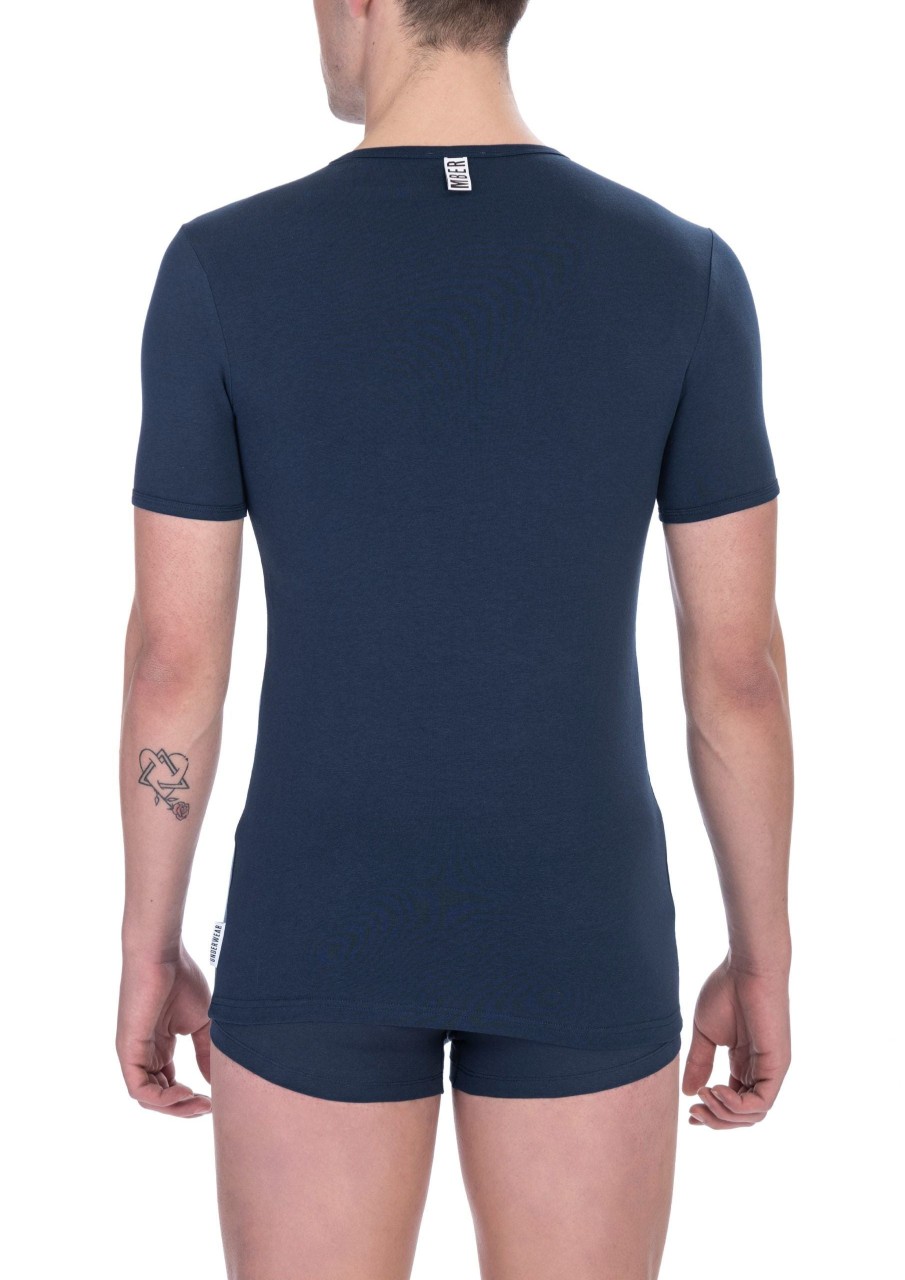 Men Bikkembergs Men'S T-Shirts | Bikkembergs Sleek V-Neck Cotton Blend T-Shirt