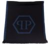 Men Philipp Plein Men'S Scarves | Philipp Plein Elegant Fringed Hem Logo Scarf