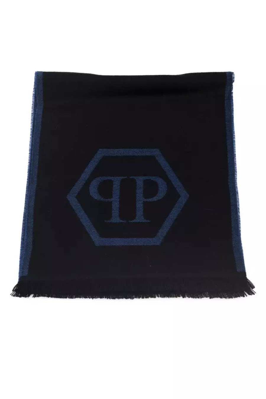 Men Philipp Plein Men'S Scarves | Philipp Plein Elegant Fringed Hem Logo Scarf