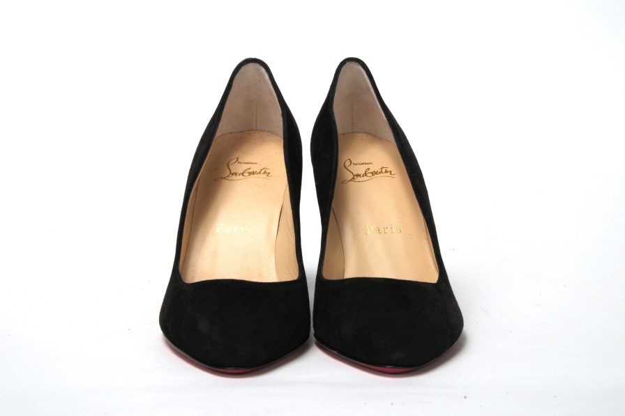 Women Christian Louboutin Women'S Platforms & Wedges | Christian Louboutin Black Tanja 85 Veau Heel