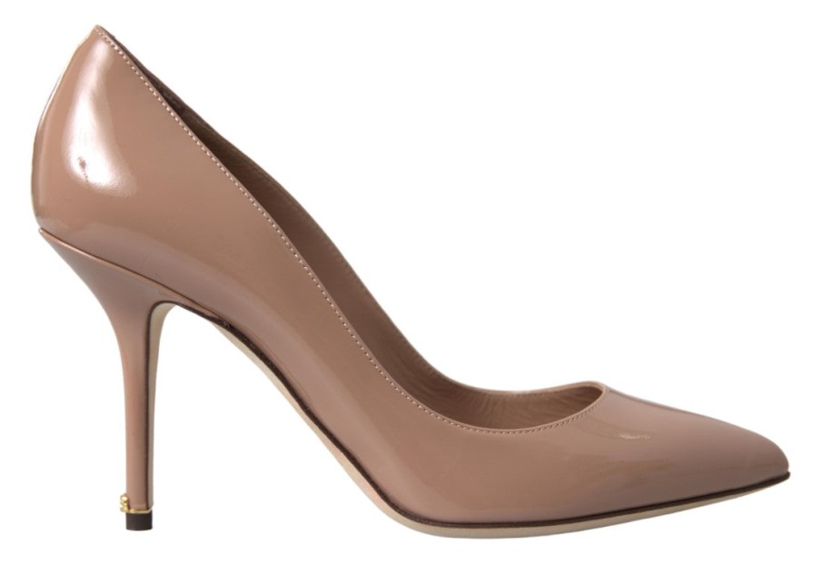 Women Dolce & Gabbana Women'S Pumps | Dolce & Gabbana Beige Leather Pumps Patent Heels Shoes