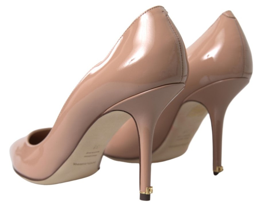 Women Dolce & Gabbana Women'S Pumps | Dolce & Gabbana Beige Leather Pumps Patent Heels Shoes