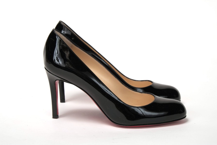 Women Christian Louboutin Women'S Boots | Christian Louboutin Simple Pump 85 Patent Black Heel