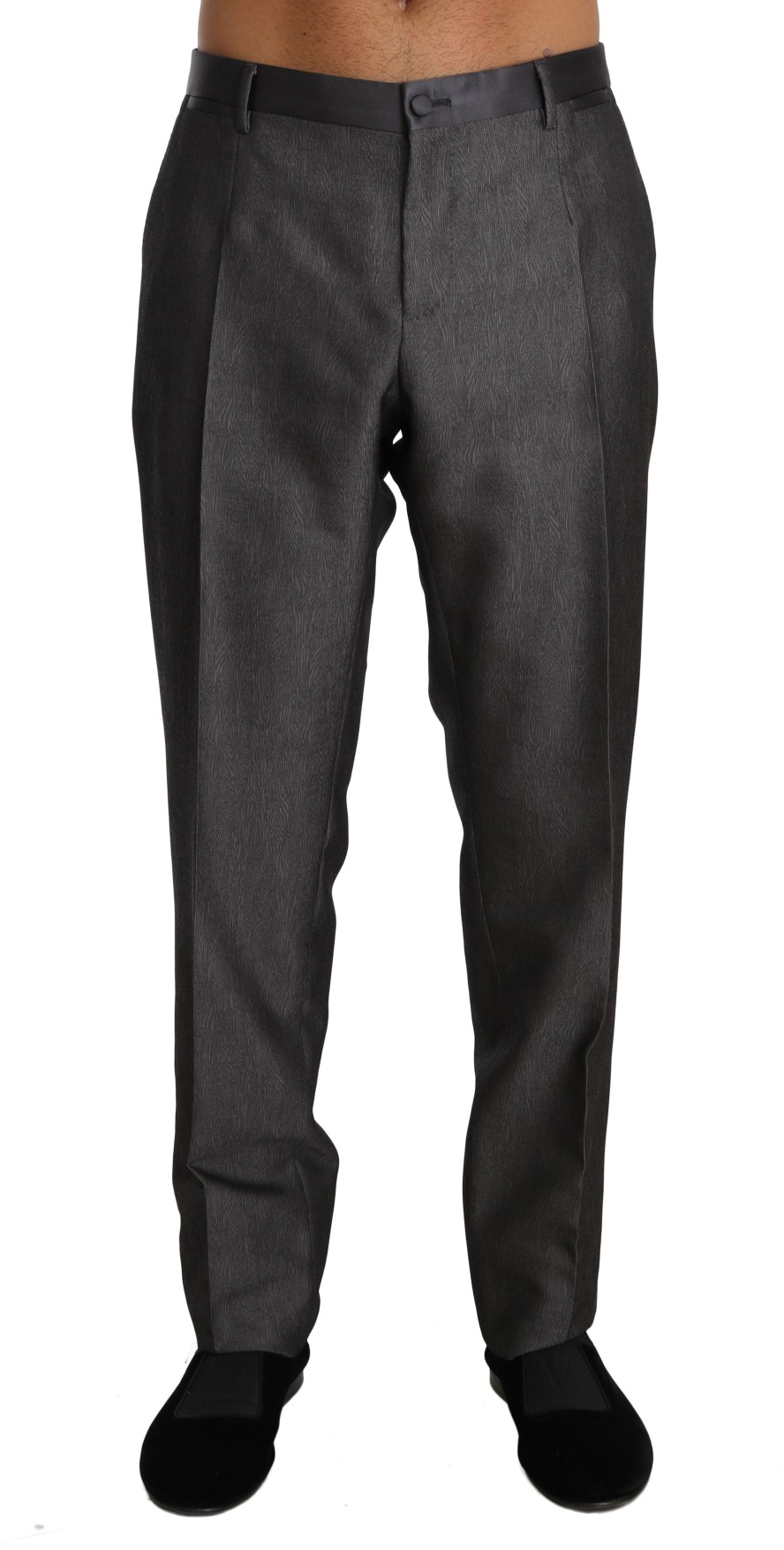 Men Dolce & Gabbana Men'S Jeans & Pants | Dolce & Gabbana Gray Wool Silk Patterned Formal Trousers