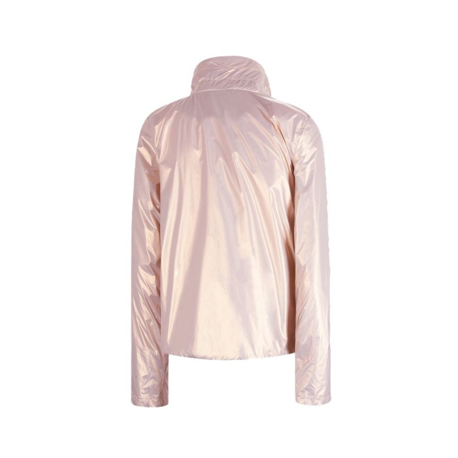 Women Yes Zee Women'S Jackets & Coats | Yes Zee Pearlescent Pink Nylon Jacket With Triple Zip