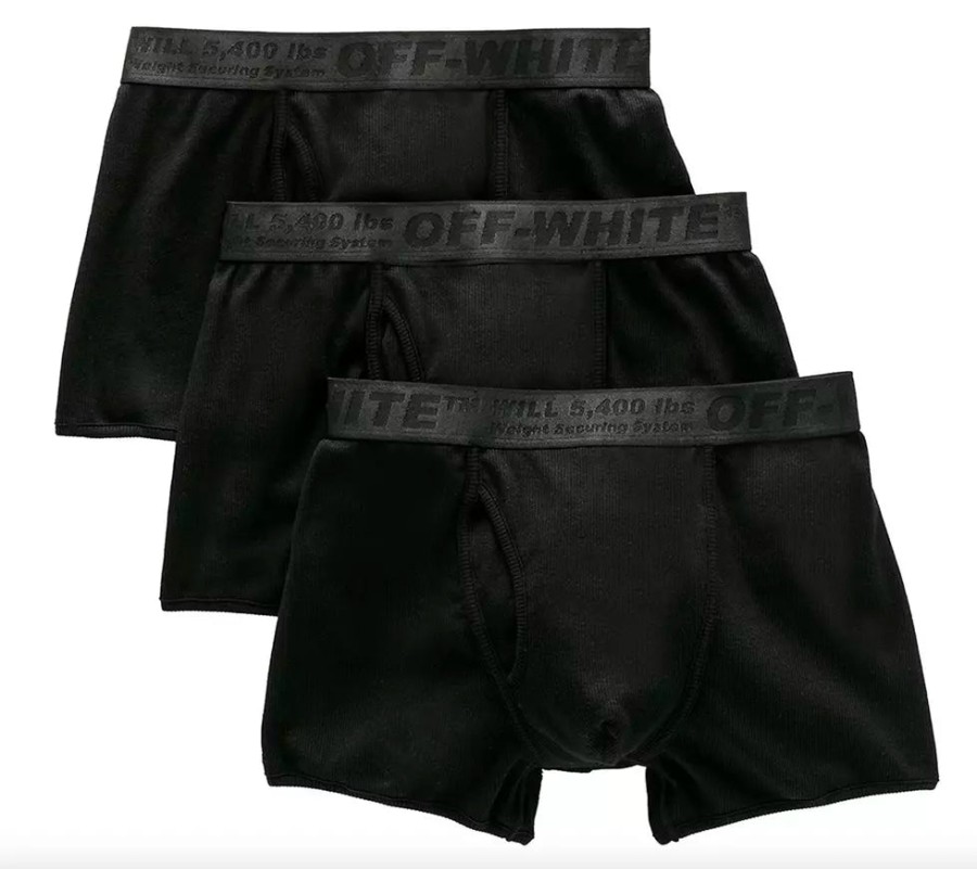 Men Off-White Men'S Underwear | Off-White Sleek Black Underwear Shorts Trio