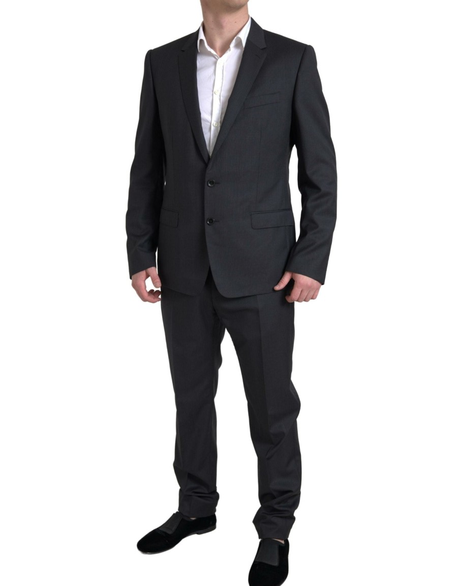 Men Dolce & Gabbana Men'S Suits | Dolce & Gabbana Black 2 Piece Single Breasted Martini Suit